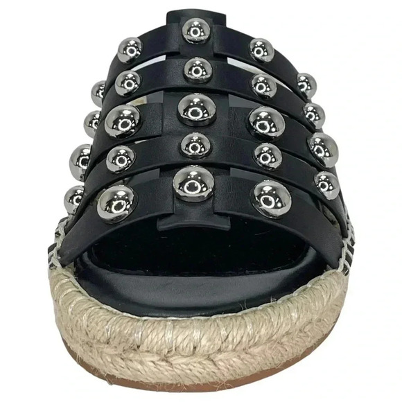 Marc Fisher LTD Womens Sandals 6.5M Tamie Black Leather Studded Slides - Picture 5 of 10